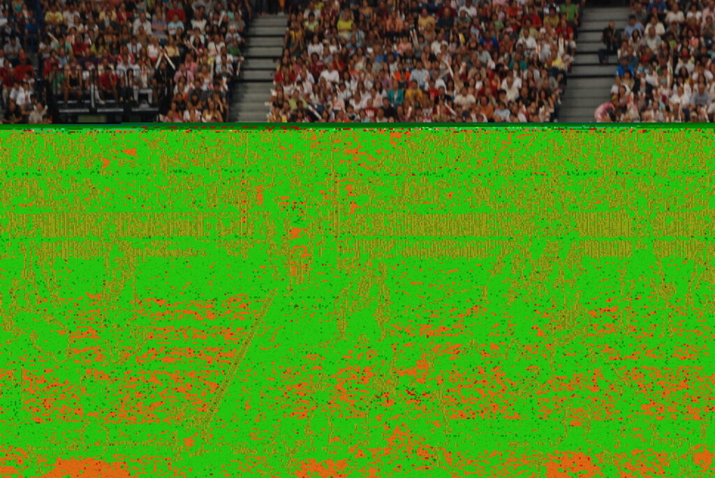 Foto ilustrativa da seleção brasileira de vôlei em ação na final da World League de 2009 contra a Sérvia