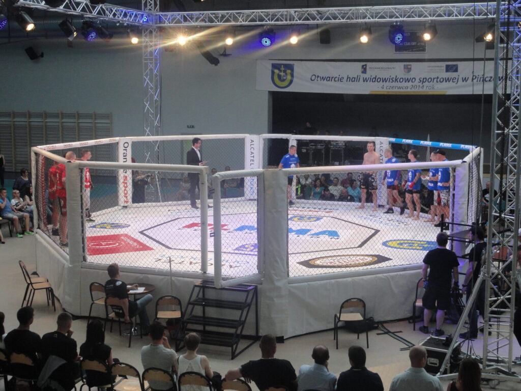 Octógono de MMA vazio momentos antes do início de um evento de luta