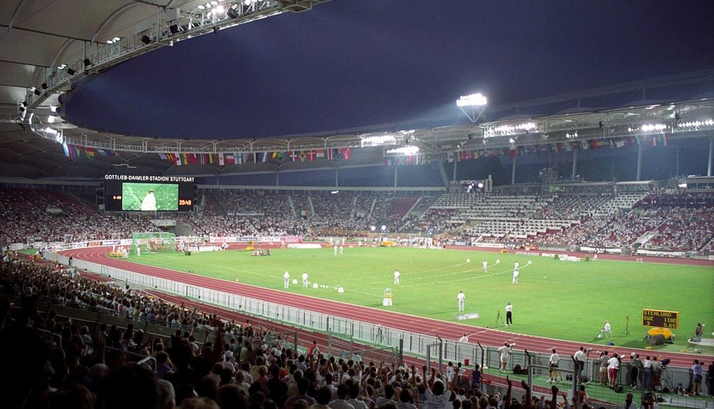 Pista do estádio Gottlieb-Daimler durante o Campeonato Mundial de Atletismo de 1993, em Estugarda (Foto de arquivo: Campeonato Mundial de Atletismo de 1993, em Estugarda.)